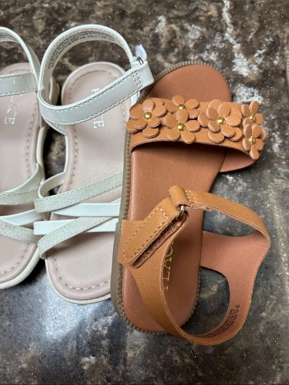 The Children's Place Girls' 3 prs Sandals in Pink, White, Tan